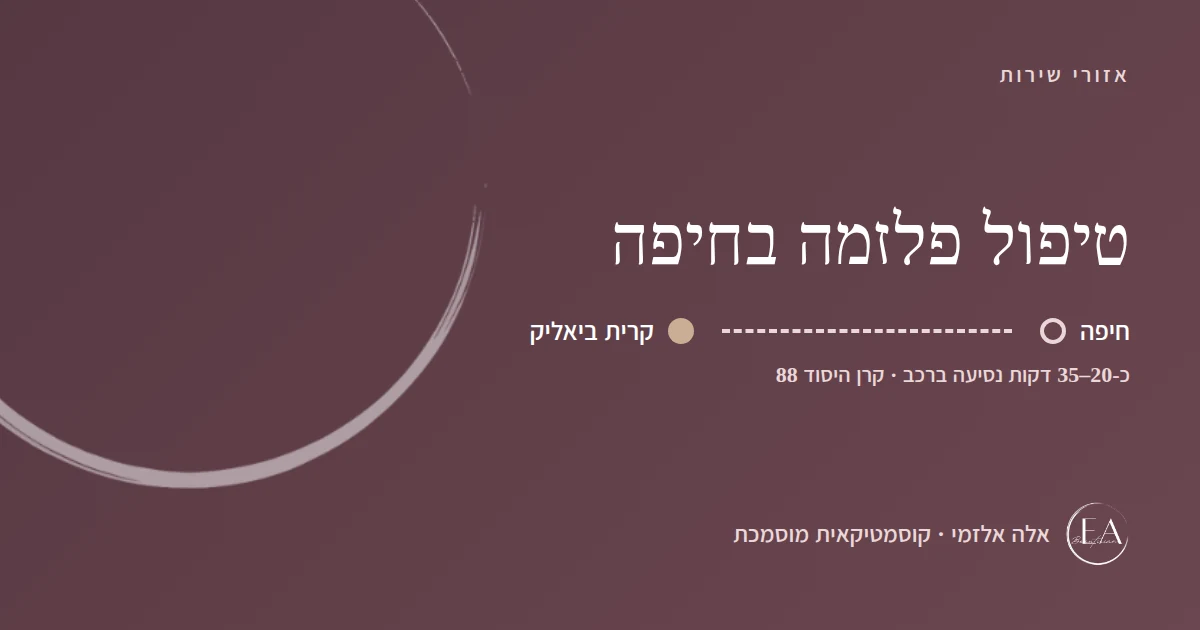 תרשים סכמתי: טיפול פלזמה בחיפה – הדרך מחיפה לקליניקה בקרית ביאליק, כ-20–35 דקות נסיעה ברכב