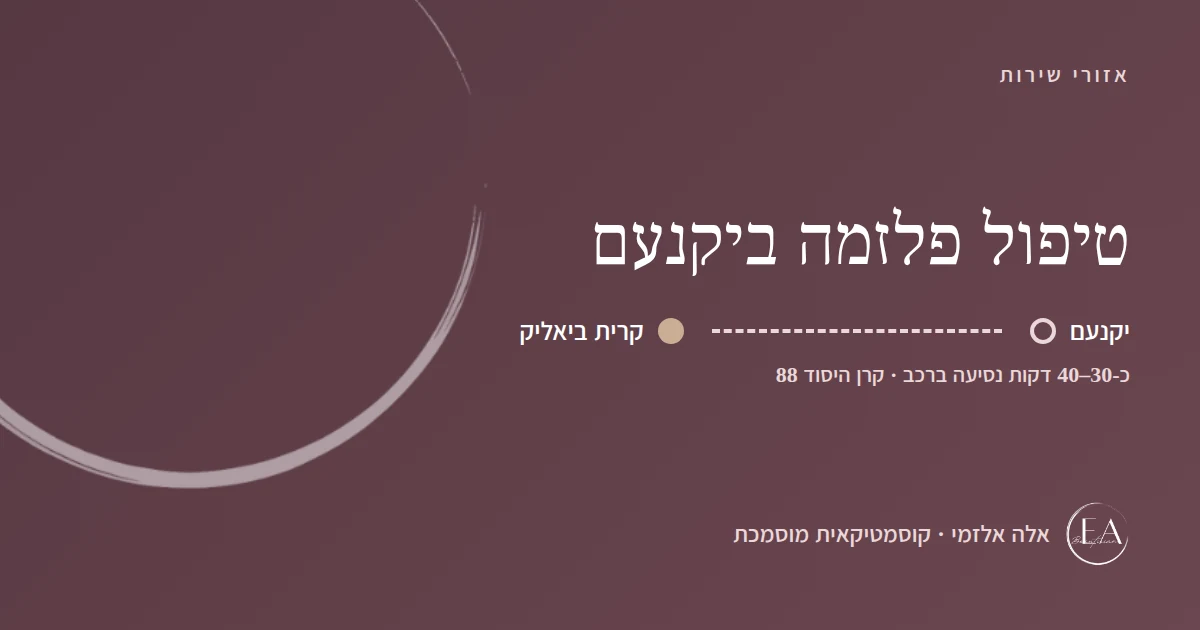 תרשים סכמתי: טיפול פלזמה ביקנעם – הדרך מיקנעם לקליניקה בקרית ביאליק, כ-30–40 דקות נסיעה ברכב
